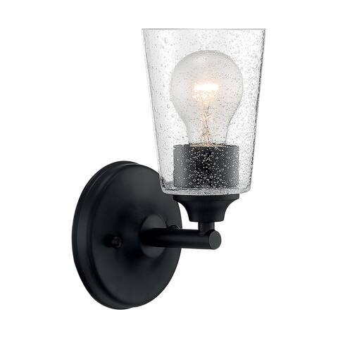 Bransel 1-Light Vanity with Seeded Glass Matte Black Finish