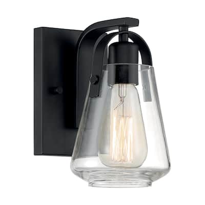 Skybridge 1-Light Vanity with Clear Glass Matte Black Finish