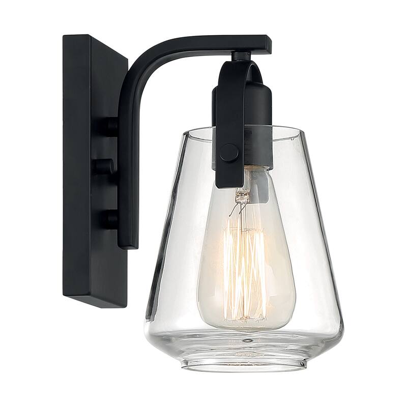 Skybridge 1-Light Vanity with Clear Glass Matte Black Finish