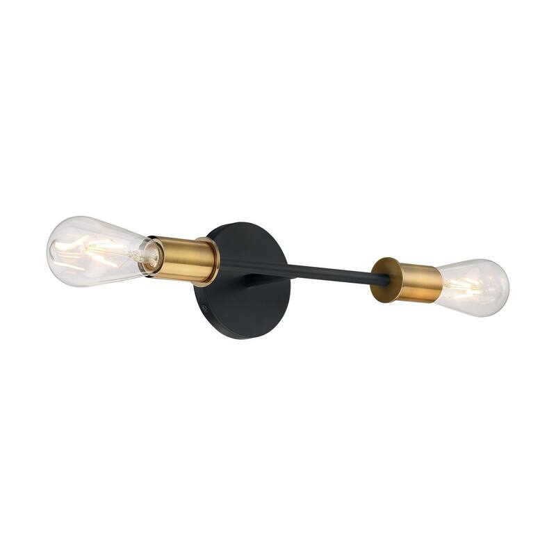 Ryder 2-Light Vanity with Black and Brushed Brass Finish