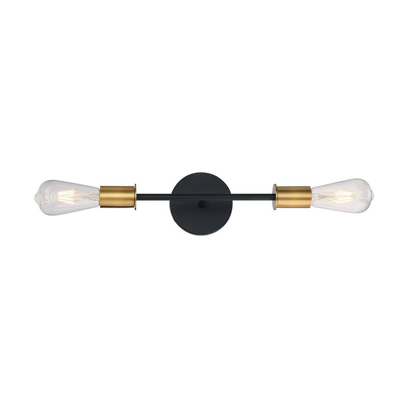 Ryder 2-Light Vanity with Black and Brushed Brass Finish