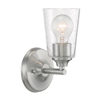 Bransel 1-Light Vanity with Seeded Glass Brushed Nickel Finish