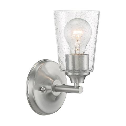 Bransel 1-Light Vanity with Seeded Glass Brushed Nickel Finish