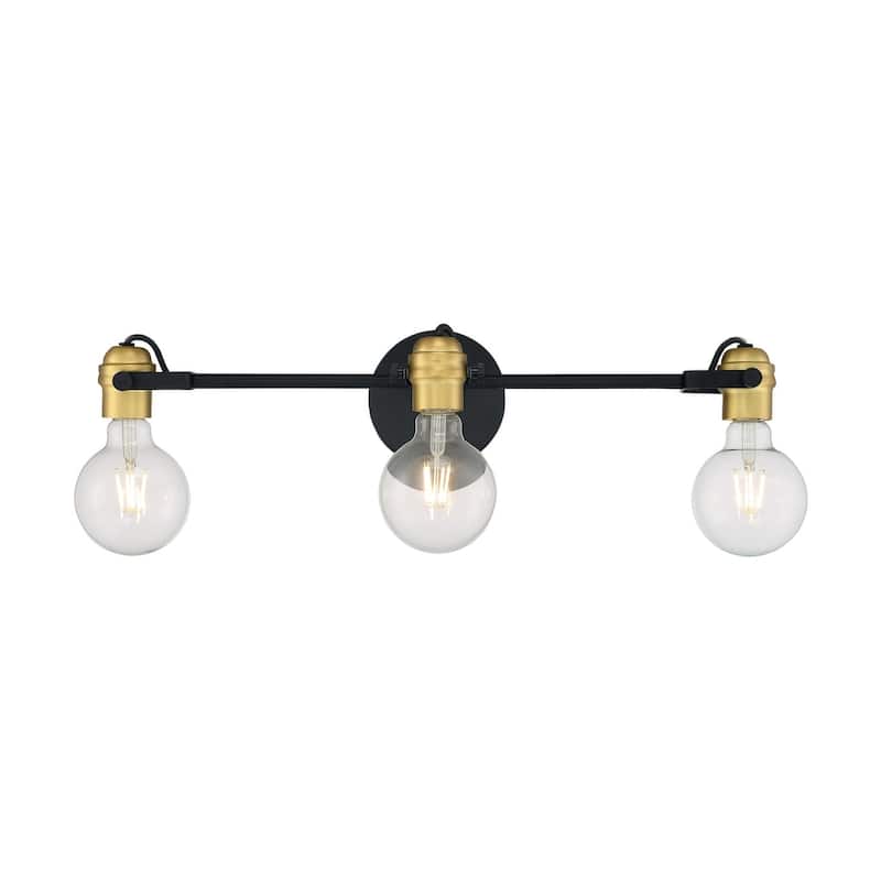 Mantra 3-Light Vanity with Black and Brushed Brass Finish