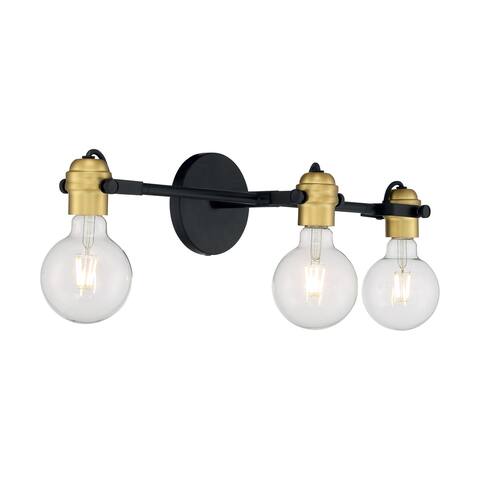 Mantra 3-Light Vanity with Black and Brushed Brass Finish
