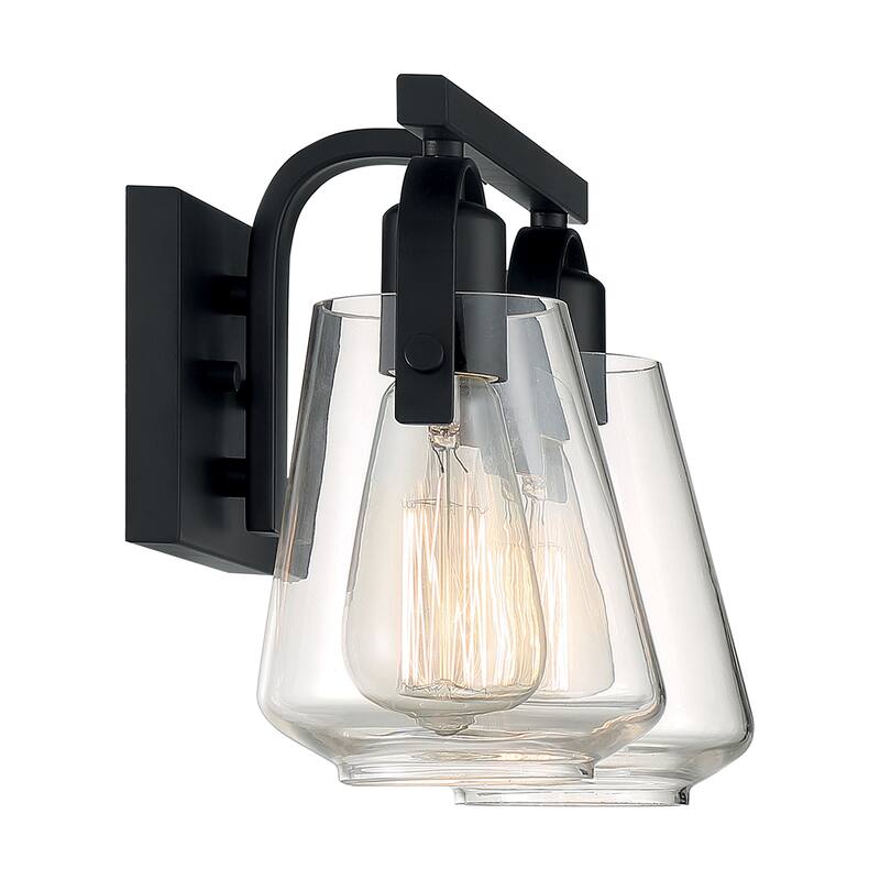 Skybridge 2-Light Vanity with Clear Glass Matte Black Finish