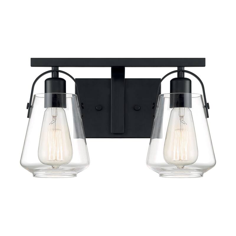 Skybridge 2-Light Vanity with Clear Glass Matte Black Finish
