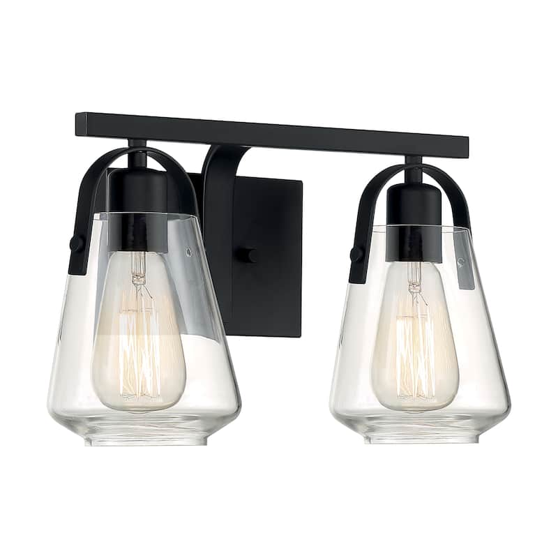 Skybridge 2-Light Vanity with Clear Glass Matte Black Finish