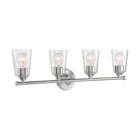 Bransel 4-Light Vanity with Seeded Glass Brushed Nickel Finish