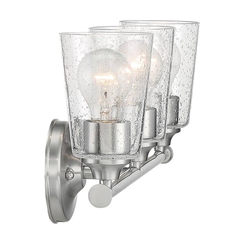 Bransel 3-Light Vanity with Seeded Glass Brushed Nickel Finish