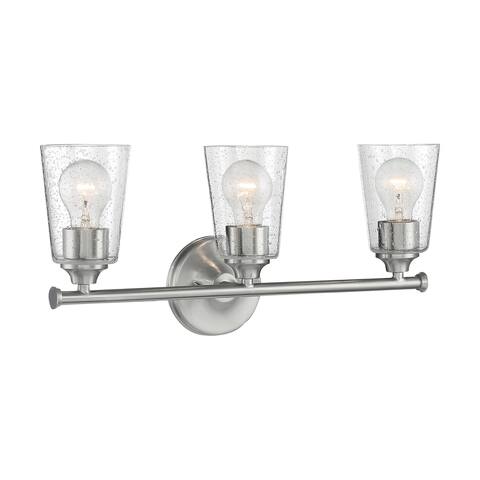 Bransel 3-Light Vanity with Seeded Glass Brushed Nickel Finish