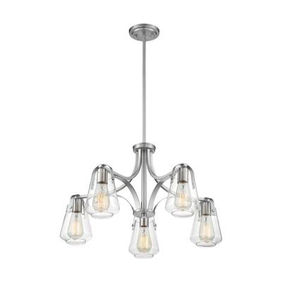 Skybridge 5-Light Chandelier with Clear Glass Brushed Nickel Finish