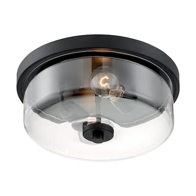 Sommerset 2-Light Flush Mount with Clear Glass Matte Black Finish