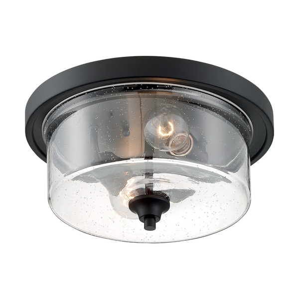 Shop Bransel 2-Light Flush Mount with Seeded Glass Matte ...