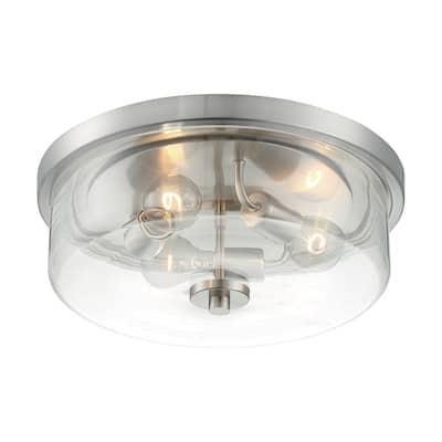 Sommerset 3-Light Flush Mount with Clear Glass Brushed Nickel Finish