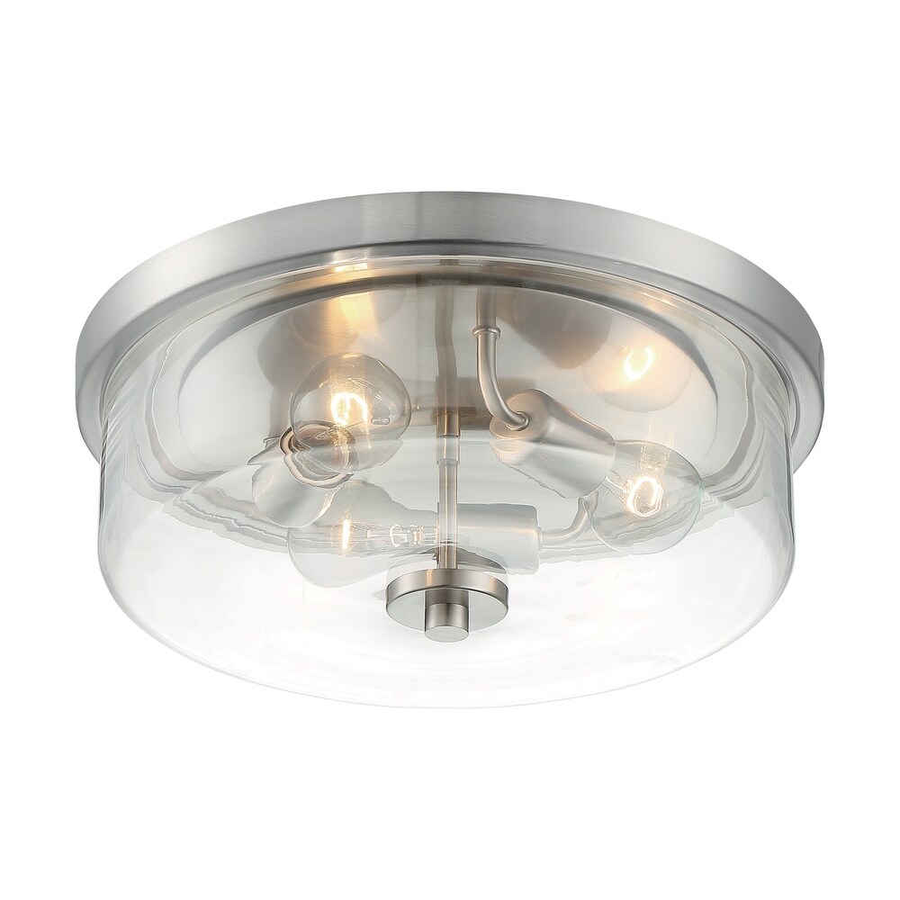 Nuvo 2 Light 11" Flush Mount Clear Ribbed Glass 