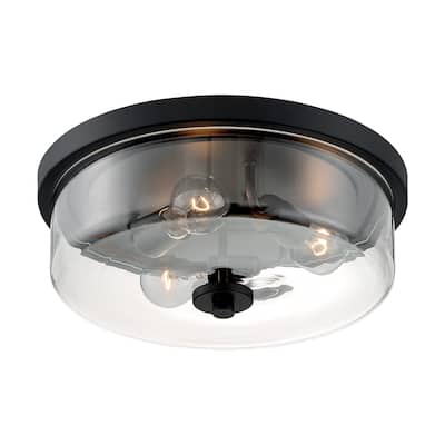 Sommerset 3-Light Flush Mount with Clear Glass Matte Black Finish