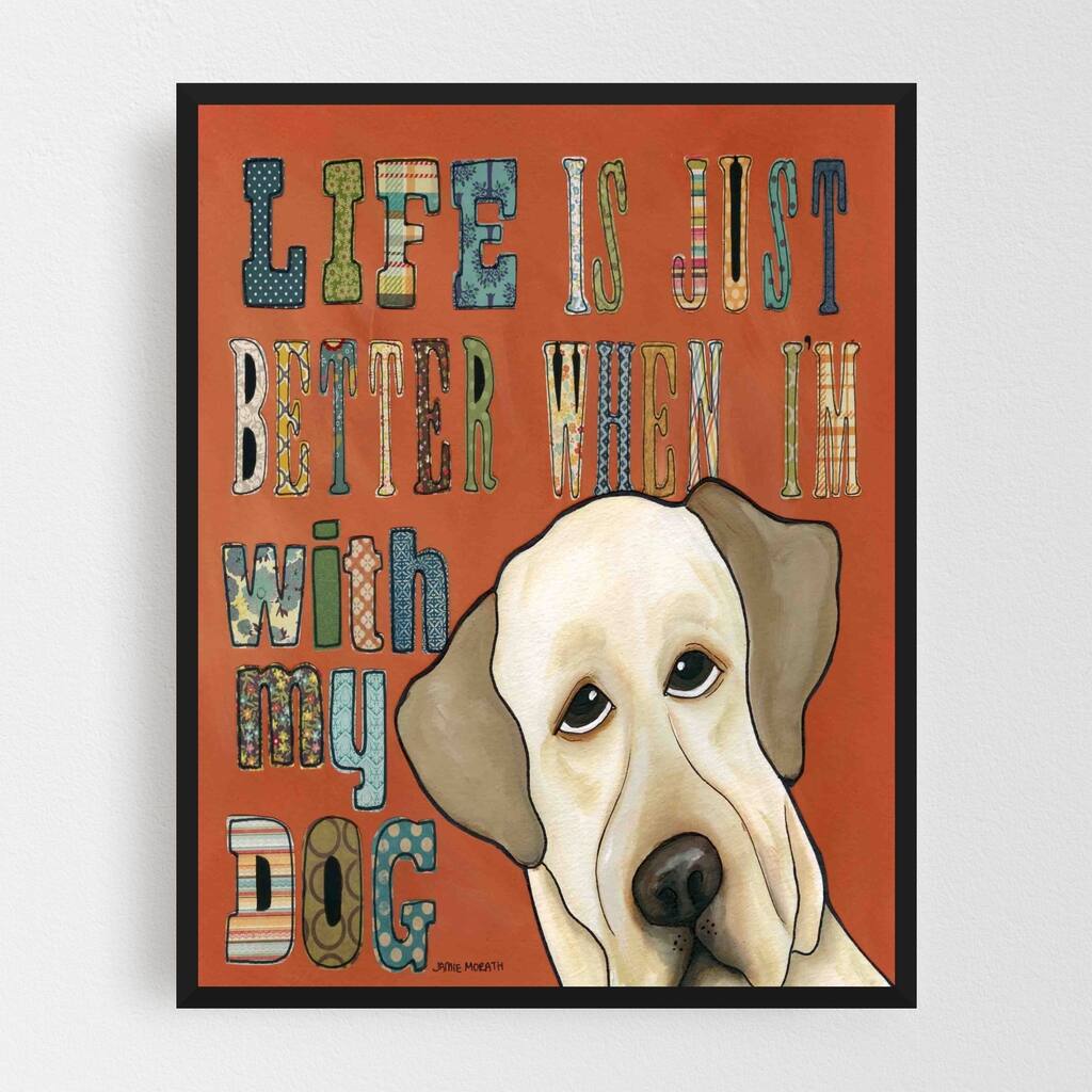 Animals Dog Quotes Sayings Rustic Framed Wall Art Print