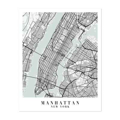 Manhattan New York Maps Minimal Unframed Wall Art Print/Poster - Bed ...