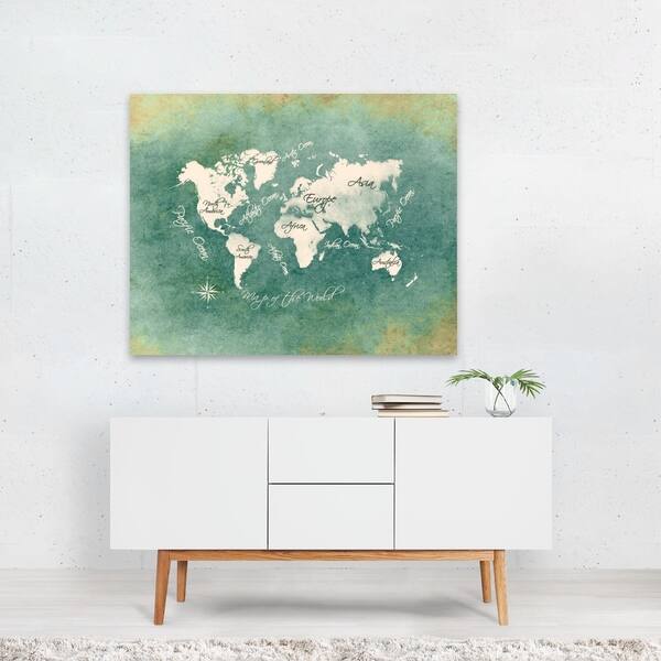 Green Journey Map Map of The World Maps Unframed Wall Art Print/Poster ...