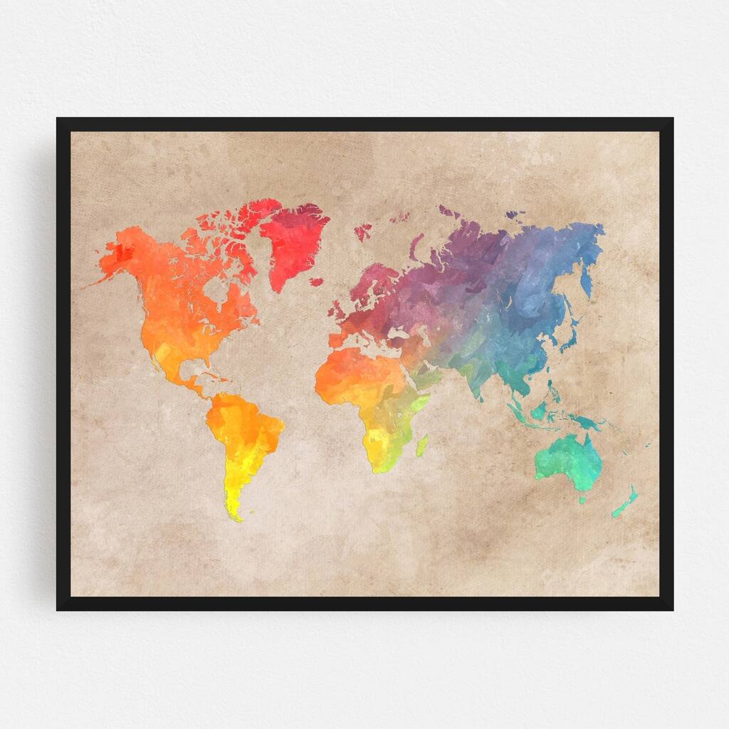 Atlas Colors Journey Map Maps Travel Framed Wall Art Print