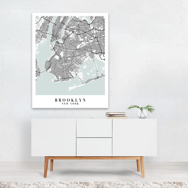 Brooklyn New York Maps Minimal Unframed Wall Art Print Poster - Bed 