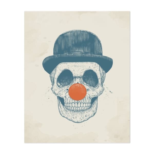 slide 1 of 2, Clown Drawing Funny Humor Ink Skull Unframed Wall Art Print/Poster