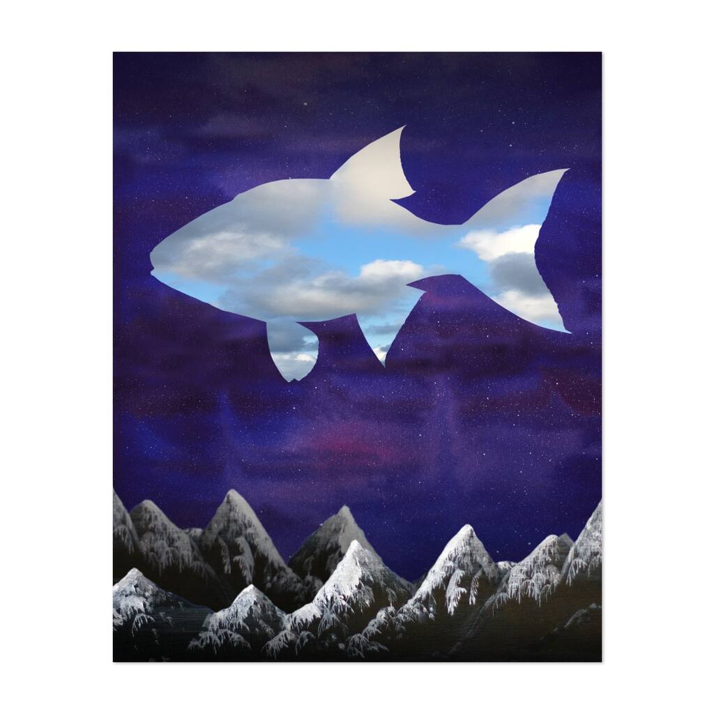 Animals Dark Fantasy Fish Margritte Unframed Wall Art Print/Poster