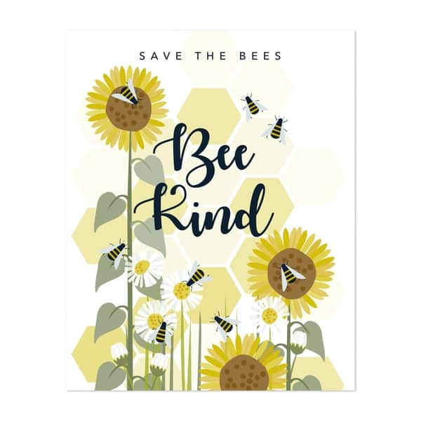 Bee Beekind Floral Honey Bee Honeycomb Unframed Wall Art Print/Poster - Bed  Bath & Beyond - 31086883