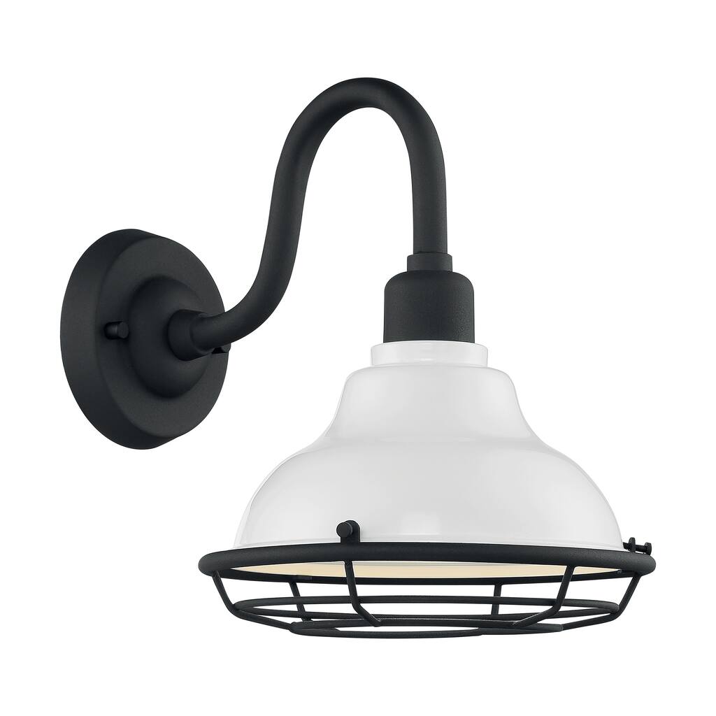 Newbridge 1-Light Sconce with Gloss White and Textured Black Finish