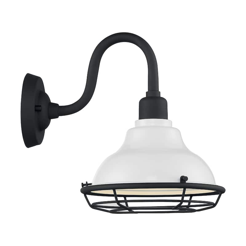 Newbridge 1-Light Sconce with Gloss White and Textured Black Finish