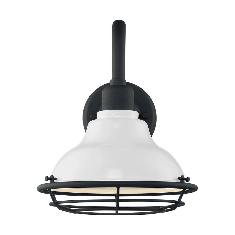 Newbridge 1-Light Sconce with Gloss White and Textured Black Finish