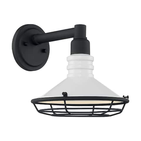 Blue Harbor 1-Light Sconce with Gloss White and Textured Black Finish
