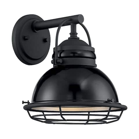 Upton 1-Light Sconce with Black and Silver & Black Accents Finish