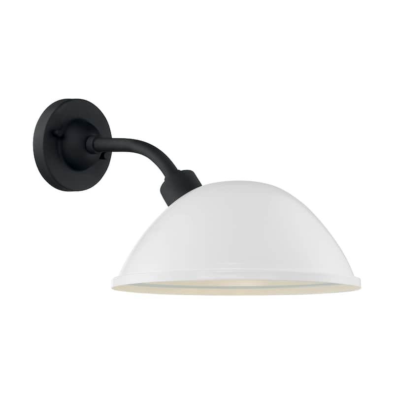 South Street 1-Light Sconce with Gloss White and Textured Black Finish