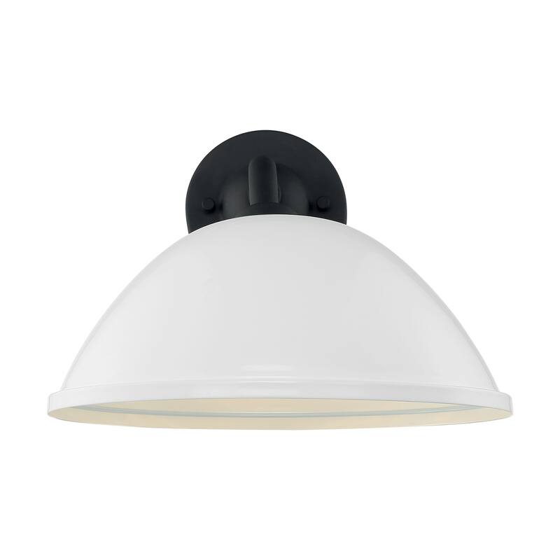 South Street 1-Light Sconce with Gloss White and Textured Black Finish