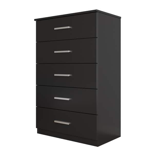 Shop Hanover Solid Wood Black Tall 5 Drawer Chest Overstock