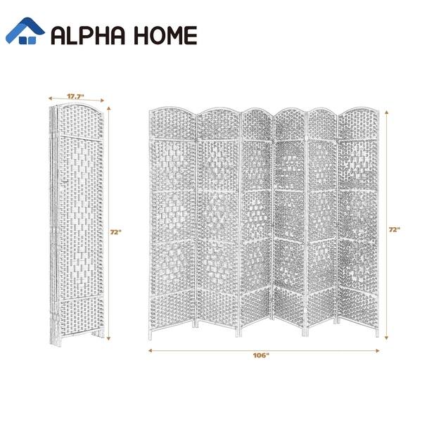 ALPHA HOME 6 Panel Bamboo Room Dividers, 6 ft. Tall Freestanding Extra ...