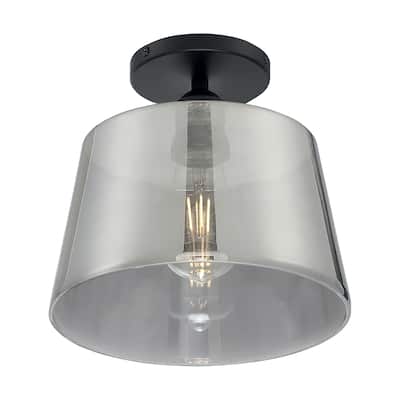 Nova Lighting One Light Semi Flush Mount Motif Black / Smoked Glass - Exact Size