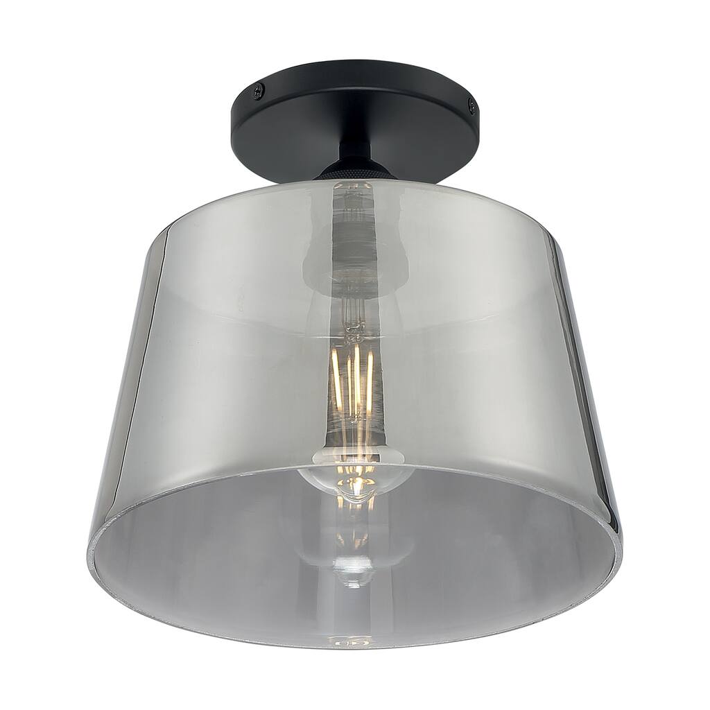 Nova Lighting One Light Semi Flush Mount Motif Black / Smoked Glass - Exact Size