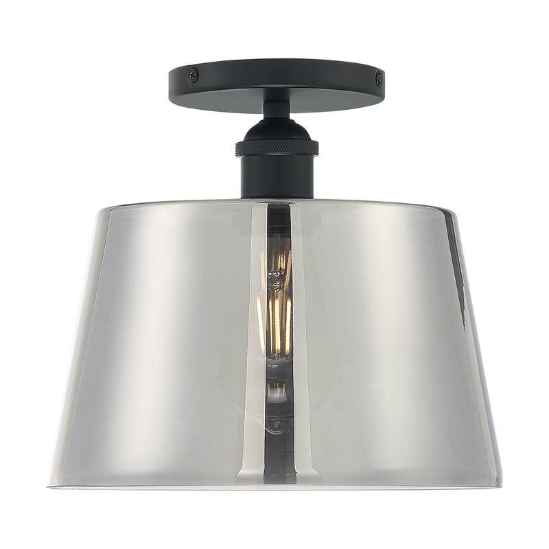 Nova Lighting One Light Semi Flush Mount Motif Black / Smoked Glass - Exact Size