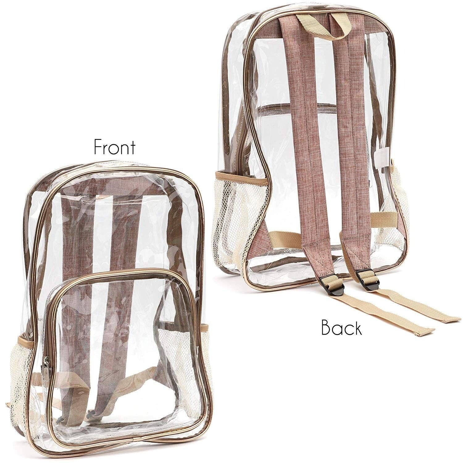 rose gold clear backpack