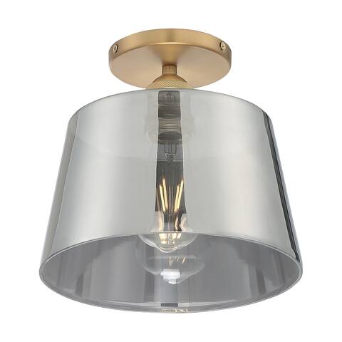 Nova Lighting One Light Semi Flush Mount Motif Brushed Brass / Smok - Exact Size