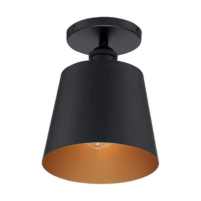 Motif 1-Light Semi-Flush with Black and Gold Accents Finish