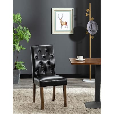 Porthos Home Hough Set of 2 Dining Chairs, PU Leather, Rubberwood Legs