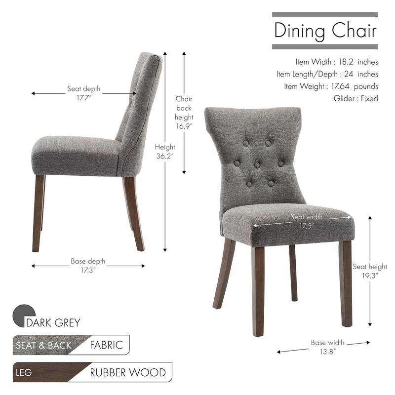 Porthos Home Gerson Set of 2 Modern Dining Chairs, Fabric Upholstery