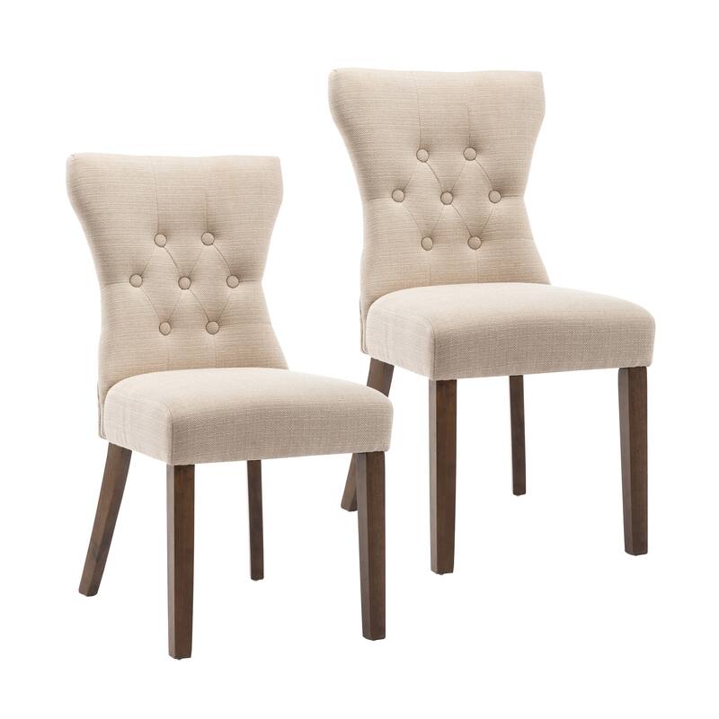 Porthos Home Gerson Set of 2 Modern Dining Chairs, Fabric Upholstery - Oatmeal