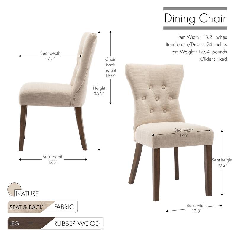 Porthos Home Gerson Set of 2 Modern Dining Chairs, Fabric Upholstery