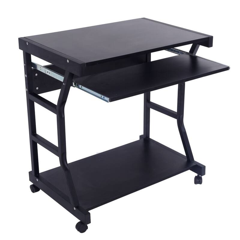 29" Moveable Study Desk Four-wheel Computer Desk Black