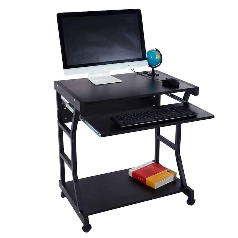 29" Moveable Study Desk Four-wheel Computer Desk Black